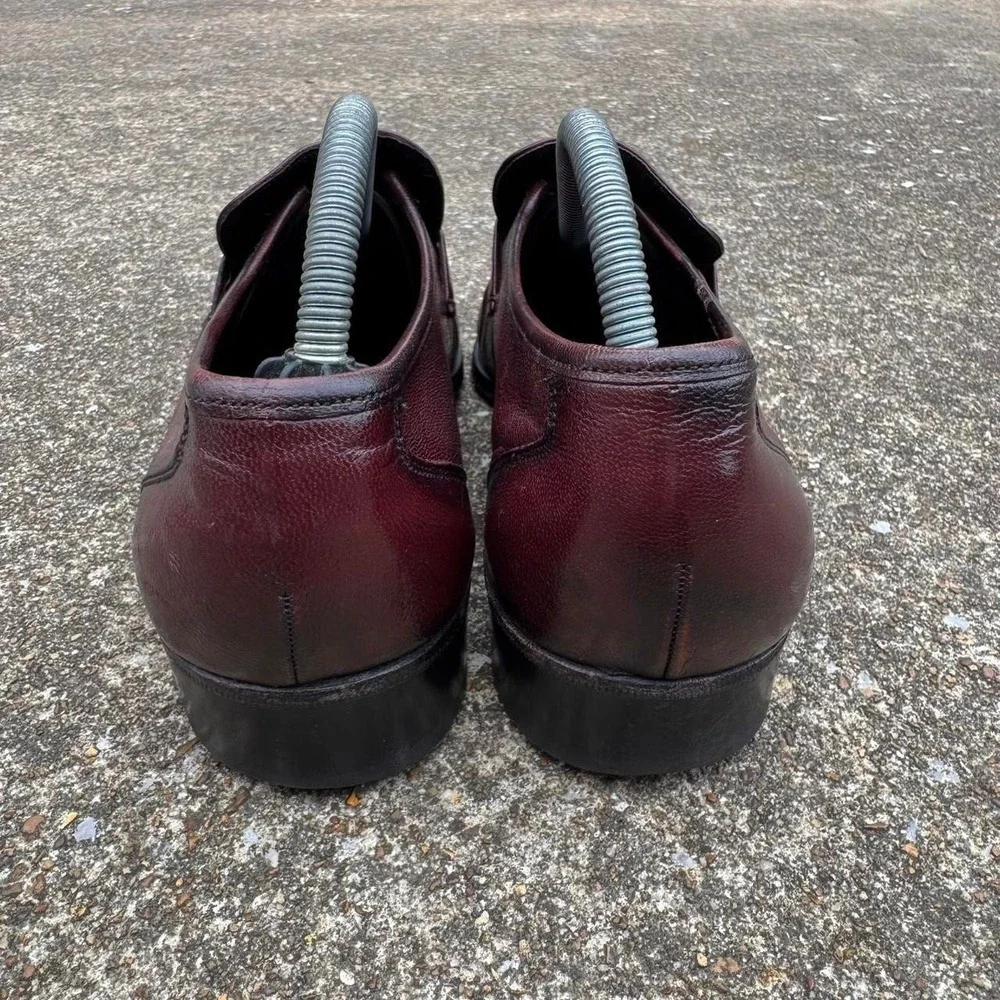 Vintage 80s Florsheim Imperial Burgundy Leather Horsebit Loafers Mens Size 8.5 D
